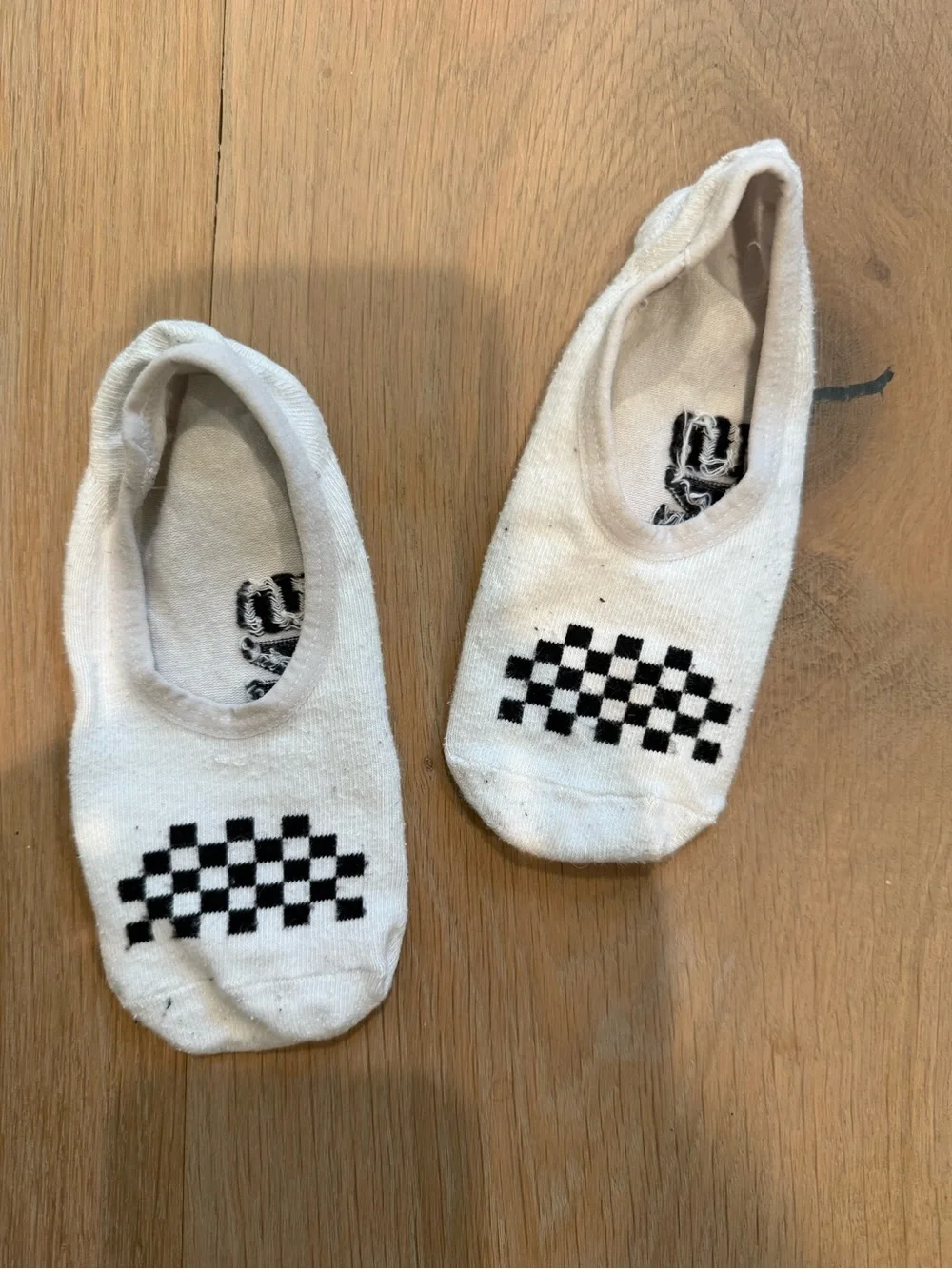 Vans No-Show Checkerboard Socks - White & Gray